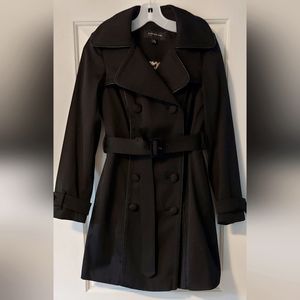 Jones New York Black Trench Coat Size XS Petite